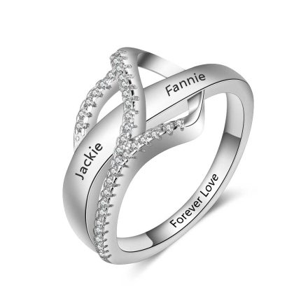 JewelOra Surround Heart Design Personalized Gift Engraved Names Rings